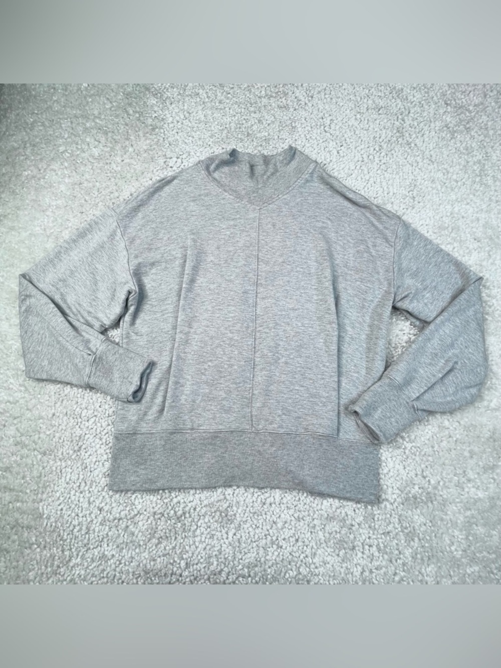 Athleta Apollo Sweater Gray Pockets Small Mockneck Preppy Lounge - Picture 2 of 11
